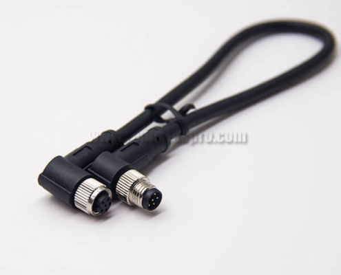M8 6 Pin Cable Standard Double Ended Cable Male to Female Plug Right Angle