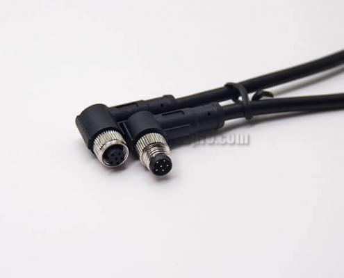 M8 6 Pin Cable Standard Double Ended Cable Male to Female Plug Right Angle