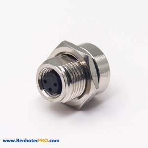M8 Circular Connector Female Receptacle 3 Pin Blukhead Waterproof for PCB Mount