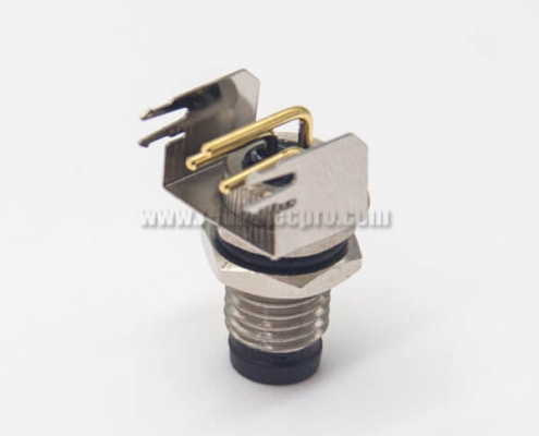 M8 Waterproof Connector Right Angle Through Hole 3Pin Male Socket