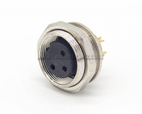 M16 3 Pin Connector Straight Female Socket Front Bulkhead Panel Mount for Solder Cup