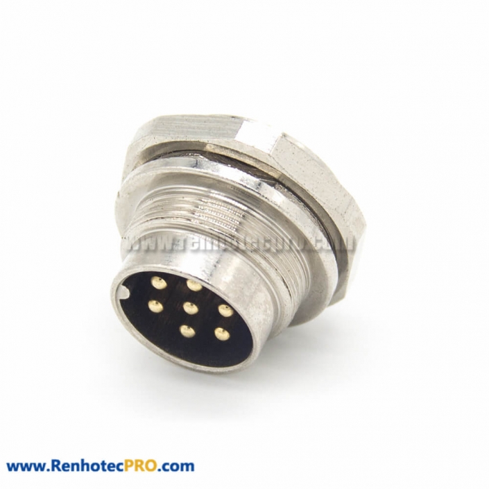 Male Receptacles M16 Straight 7 Pin Solder Type Panel Connector