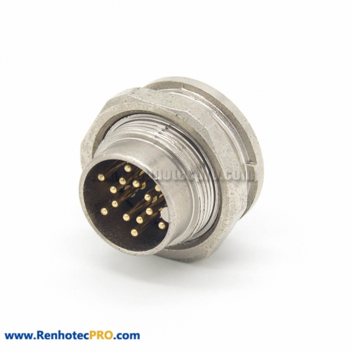 14 pin male Connector M16 Straight Male Cable Panel Receptacles