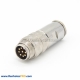 Straight Male Connector M16 8 Pin Cable Plug