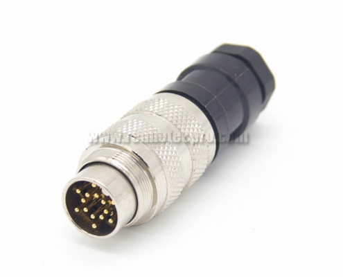 Industrial Connector Signal M16 14 Pin Straight Male Cable Plug