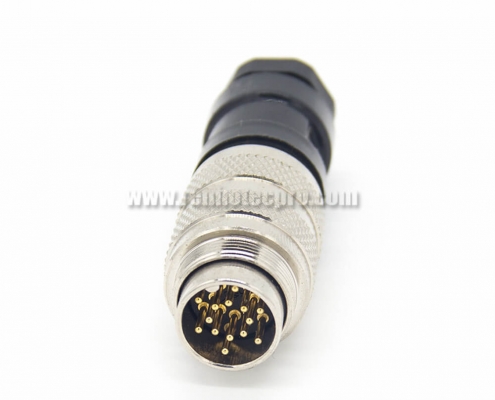 Industrial Connector Signal M16 14 Pin Straight Male Cable Plug