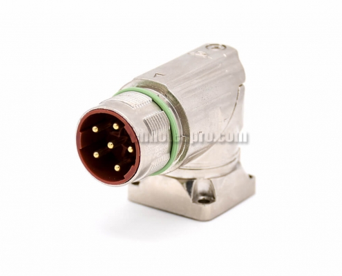 Male receptacles M40 6 Pin Right Angle 4 Hole Flange Industrial Connector