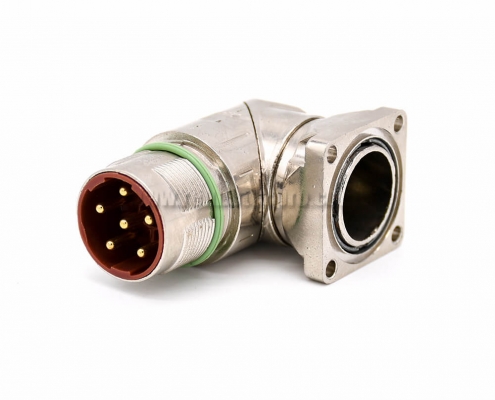 Male receptacles M40 6 Pin Right Angle 4 Hole Flange Industrial Connector