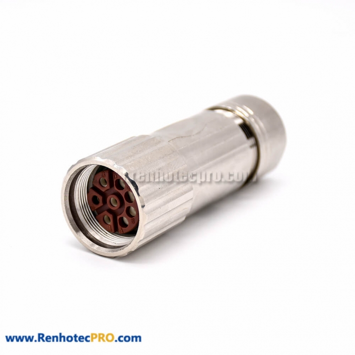 Straight Connector M40 8 Pin Female Cable Industrial Receptacles