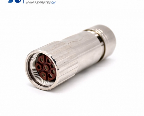 Straight Connector M40 8 Pin Female Cable Industrial Receptacles