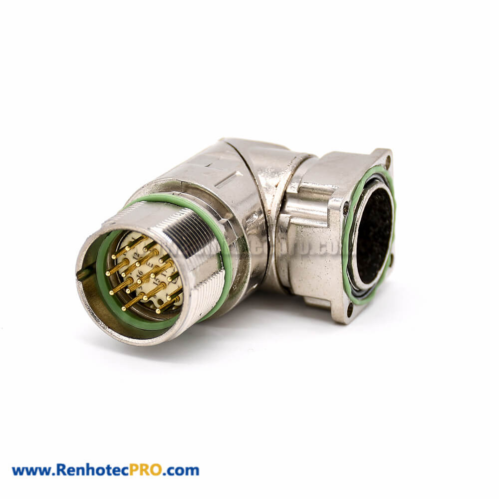 Right Angled Connector M623 16 Pin Right Angle 4 Hole Flange Cable Connector