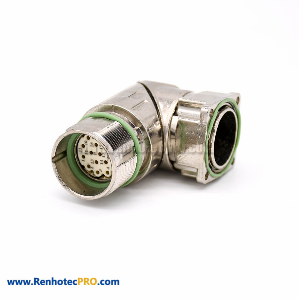 Right Angled Connector M623 17 Pin Female 4 Hole Flange Waterproof