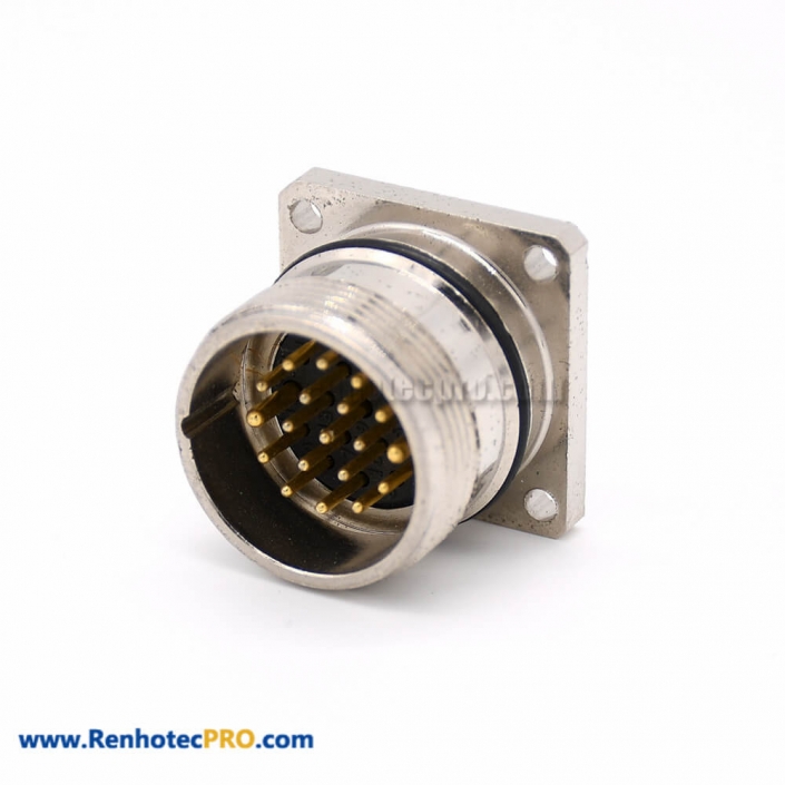 19 Pin Connector M623 Straight Male Cable 4 Hole Flange Receptacles