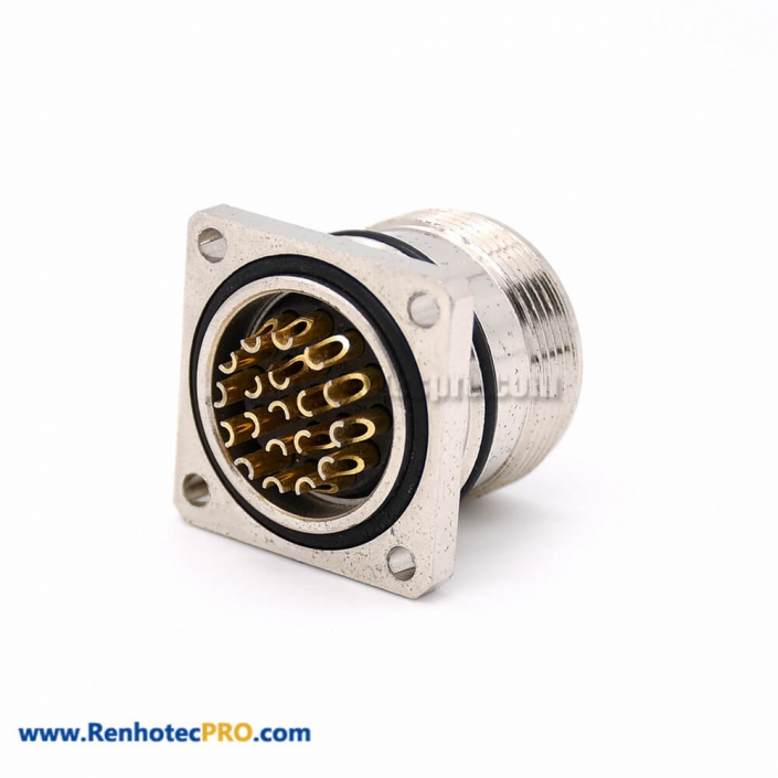 19 Pin Connector M623 Straight Male Cable 4 Hole Flange Receptacles