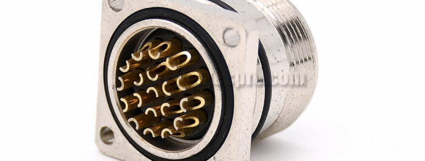 19 Pin Connector M623 Straight Male Cable 4 Hole Flange Receptacles