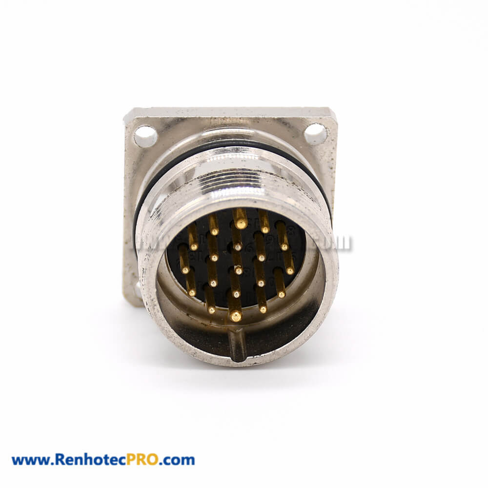 19 Pin Connector M623 Straight Male Cable 4 Hole Flange Receptacles