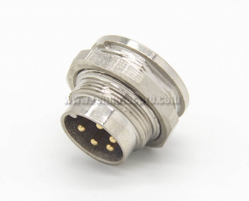 M16 5 Pin Connector 180 Degree Male Socket Front Bulkhead Panel Mount for Solder Cup