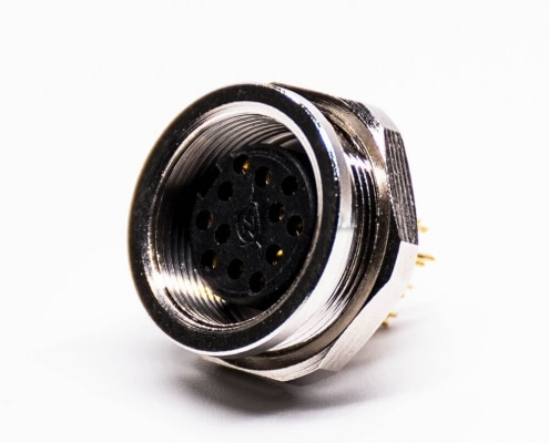 M16 Socket 12 Pin 180 Degree Female Connector Solder Cup for Cable