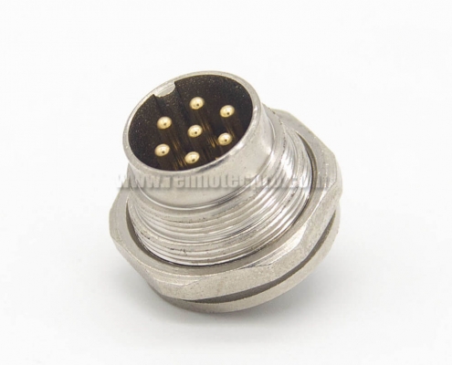M16 Male Connector 7Pin Straight Socket Front Bulkhead Panel Mount for Solder Cup