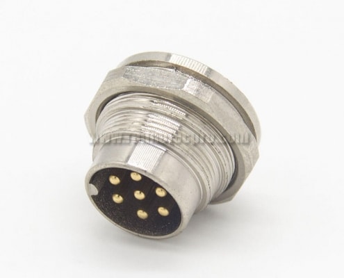 M16 Male Connector 7Pin Straight Socket Front Bulkhead Panel Mount for Solder Cup
