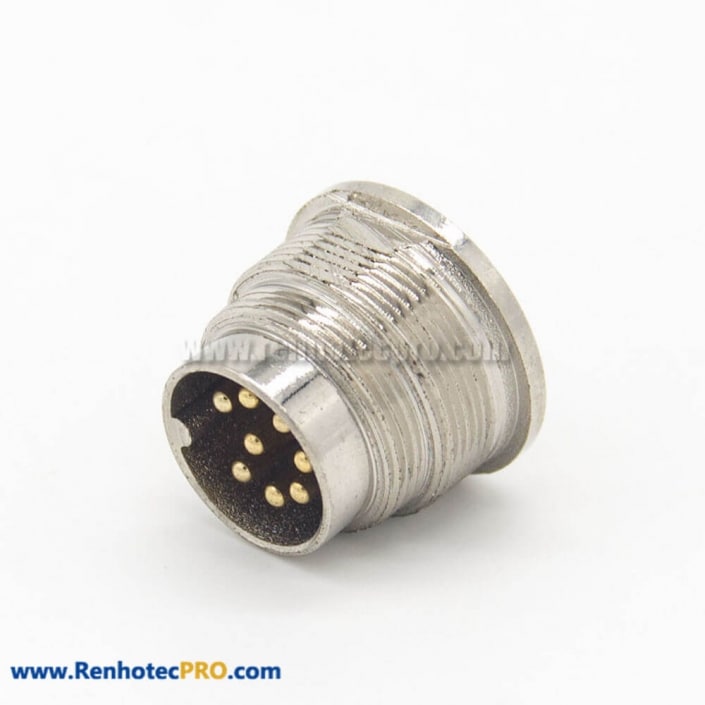 M16 8 Pin Connector 180 Degree Male Socket Solder Cup for Cable