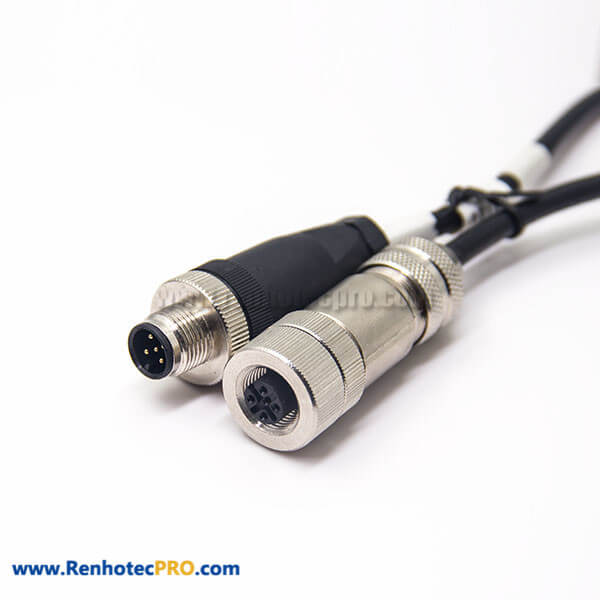 m12 Shielded Cable Female A-Coding to Male Straight Plug Double Ended