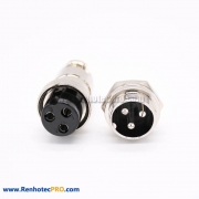 GX20 Connector 3 Pin Straight Standard Type Female Pulg to Male Socket Rear Bulkhead Solder Type For Cable