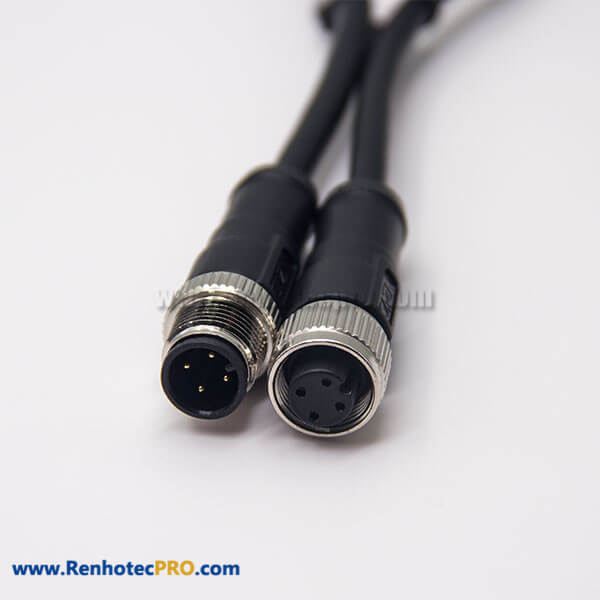 M12 Male to Female Cable 4 Pin 180 Degree Cable Cordset
