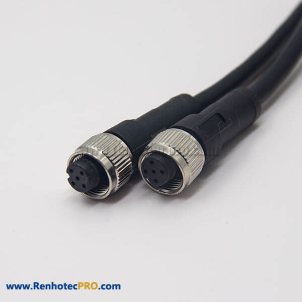 M12 5 Pin Female Industrial Waterproof Straight Double Ended Cable