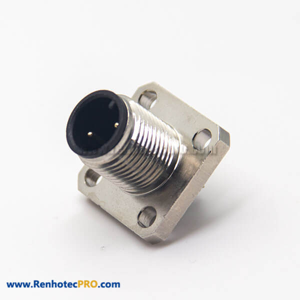 M12 Panel Mount Connectors 2 Pin Male Solder Cup for Cable Socket 4