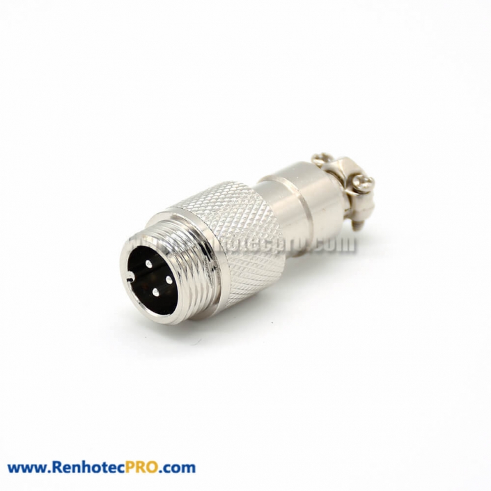 GX12 3Pin Connector Reverse Straight Male Plug Solder Type For Cable