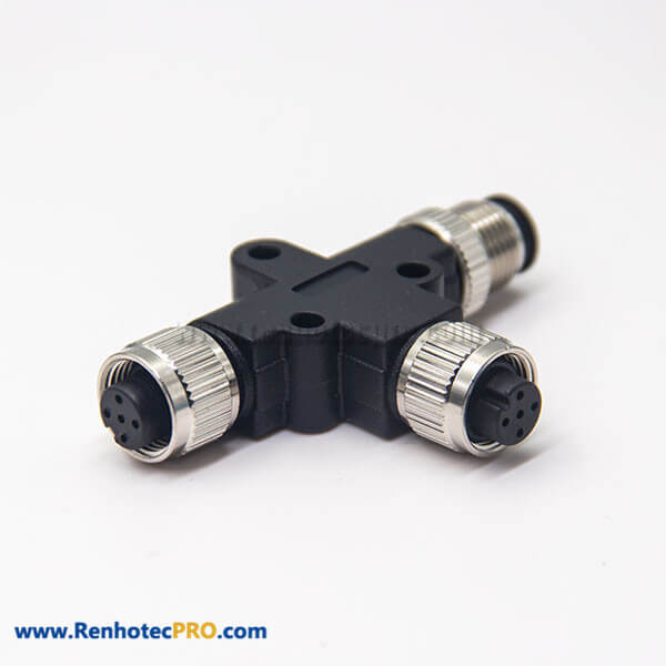 M12 T Connector Male to Female 5 Pin Adapter