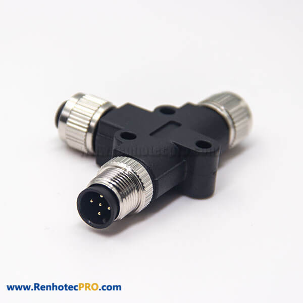 M12 T Connector Male to Female 5 Pin Adapter