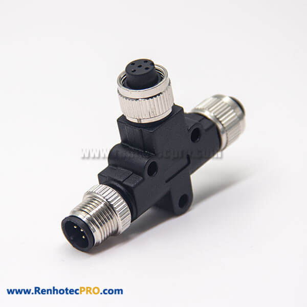 M12 T Connector Male to Female 5 Pin Adapter