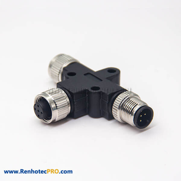 M12 T Connector Male to Female 5 Pin Adapter