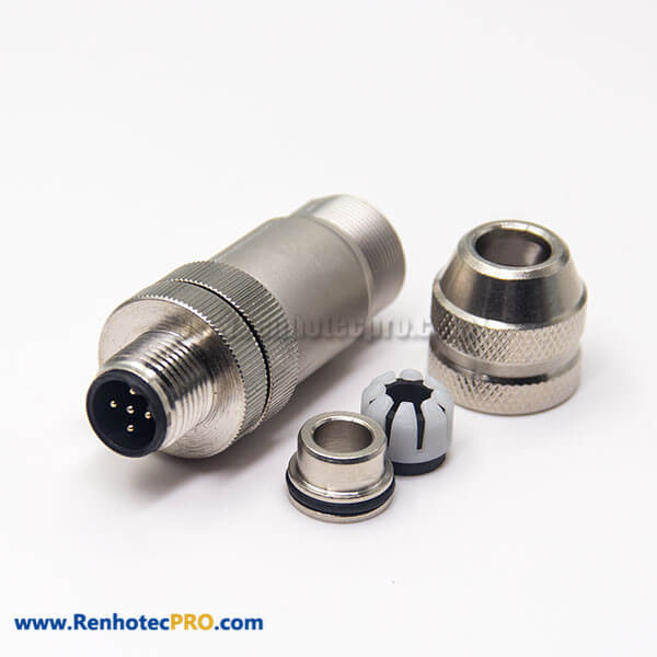 B Coded M12 Connector Male 5 Pin for Cable Plug Metal Shell Screw-Jont