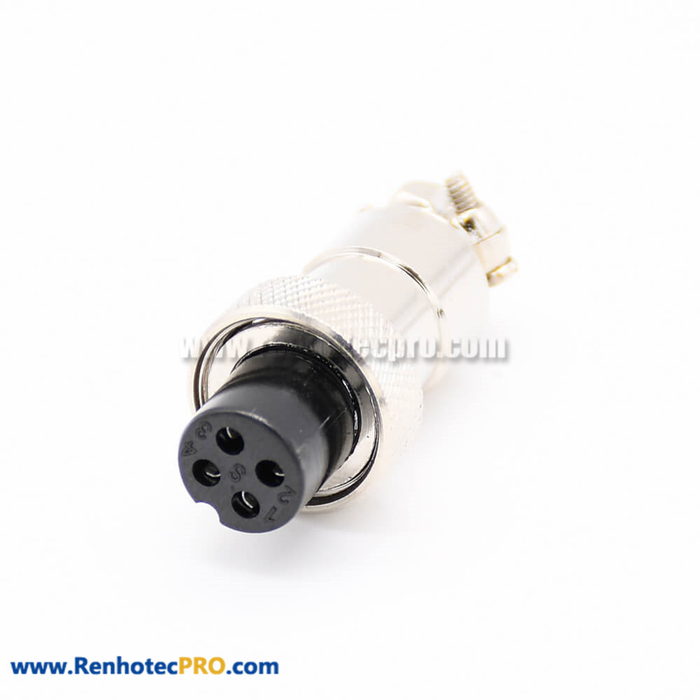 GX12 Connector 4Pin Straight Standard Type Female Pulg to Male Socket Rear Bulkhead Solder Type For Cable