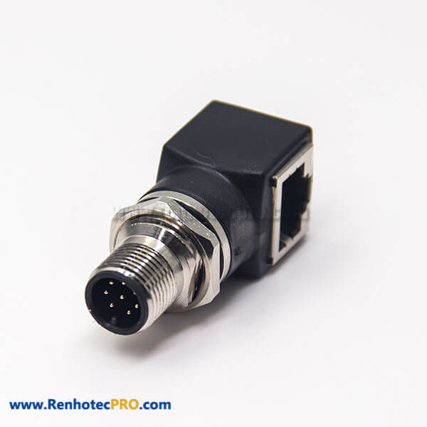 M12 to RJ45 Bulkhead Adapter 8 Pin M8 Male A Code to RJ45 Socket