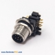 M12 90 Degree Connector 8 Pin Male Waterproof Sensor Socket Through Hole Thread