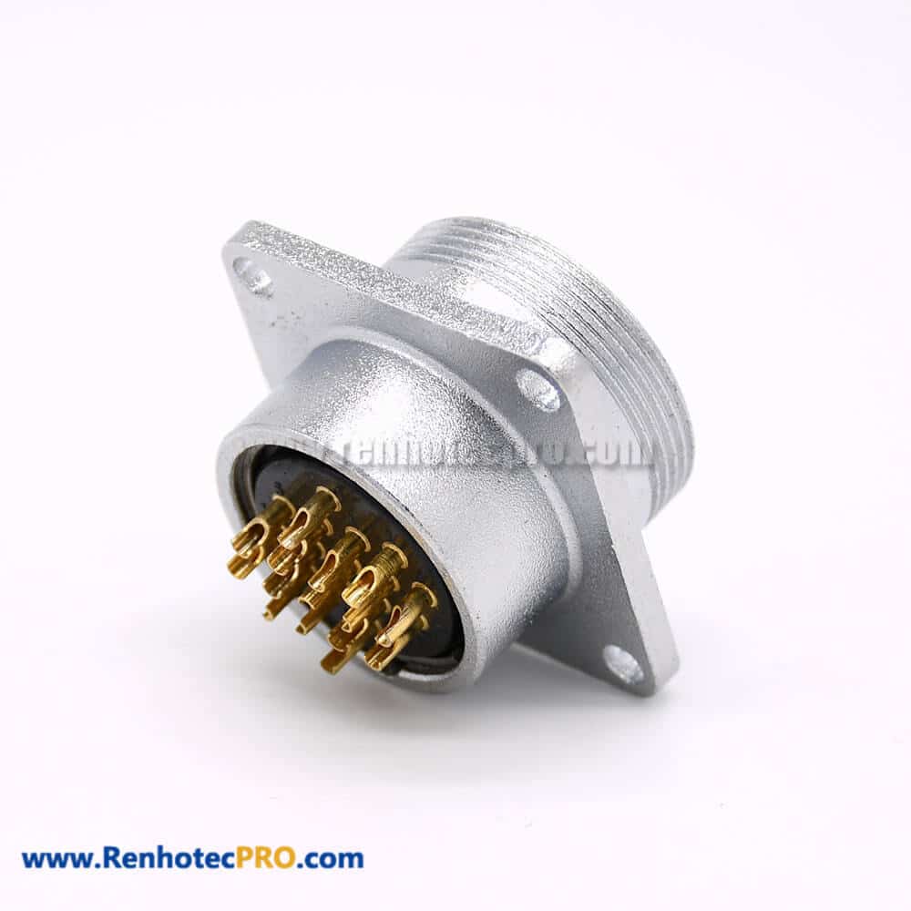 15 Pin Connector P24 Male Straight Socket Square 4 holes Flange Mounting Solder Cup for Cable