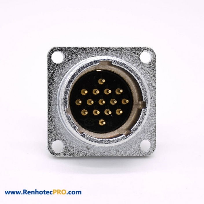 15 Pin Connector P24 Male Straight Socket Square 4 holes Flange Mounting Solder Cup for Cable