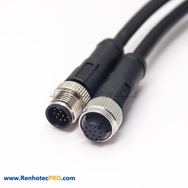 M12 Sensor Cable 180 Degree Plug Male to Female Industrial Waterproof Connector