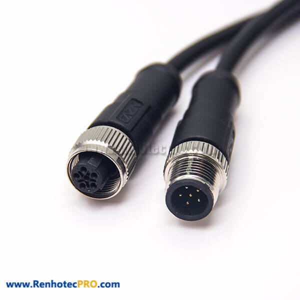 M12 Male Elbow 5 Pin Aviation Connector Electrical Cable 2 M