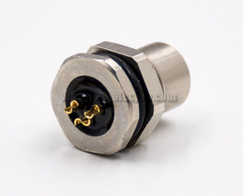 M8 3 Pin Female Connector Straight Front Mount Waterproof Cable Solder Type Panel Receptacles