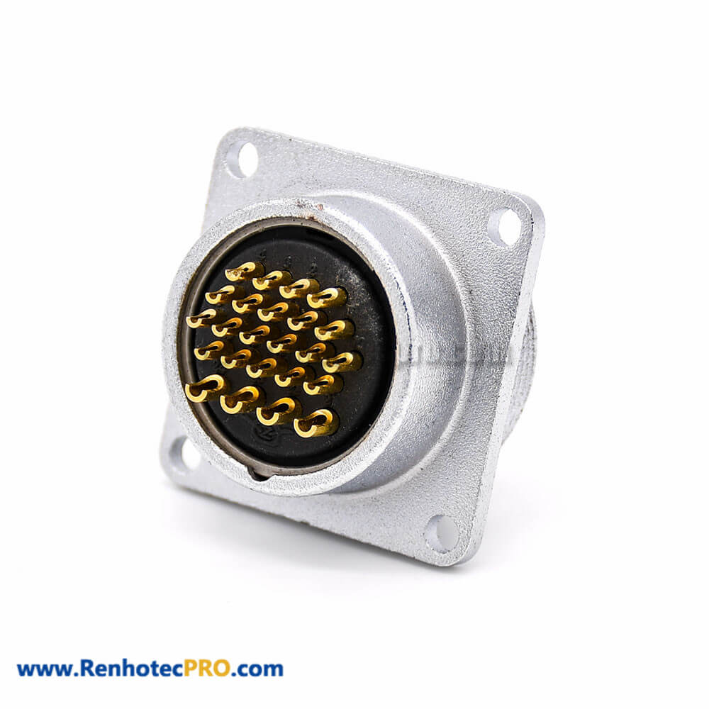 Flange for Socket P28 Straight 24 Pin Male 4 Holes Flange Connector