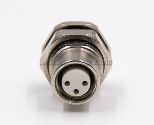 M8 3 Pin Female Connector Straight Front Mount Waterproof Cable Solder Type Panel Receptacles