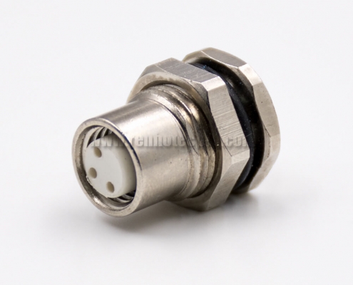 M8 3 Pin Female Connector Straight Front Mount Waterproof Cable Solder Type Panel Receptacles