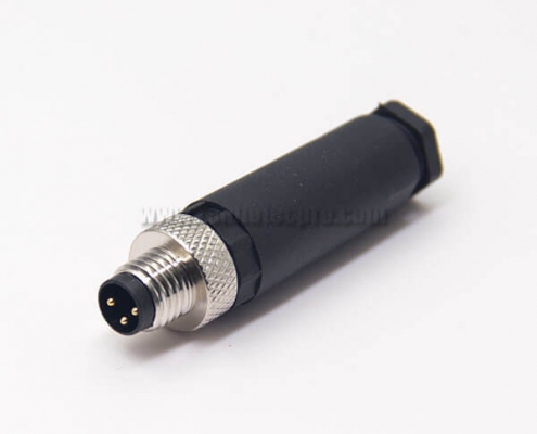 M8 Cable Assembly Plug 3 Pin Male Straight Unshielded Screm Joint
