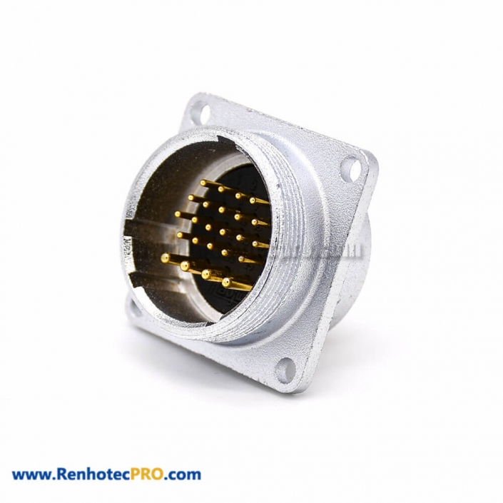 Flange for Socket P28 Straight 24 Pin Male 4 Holes Flange Connector