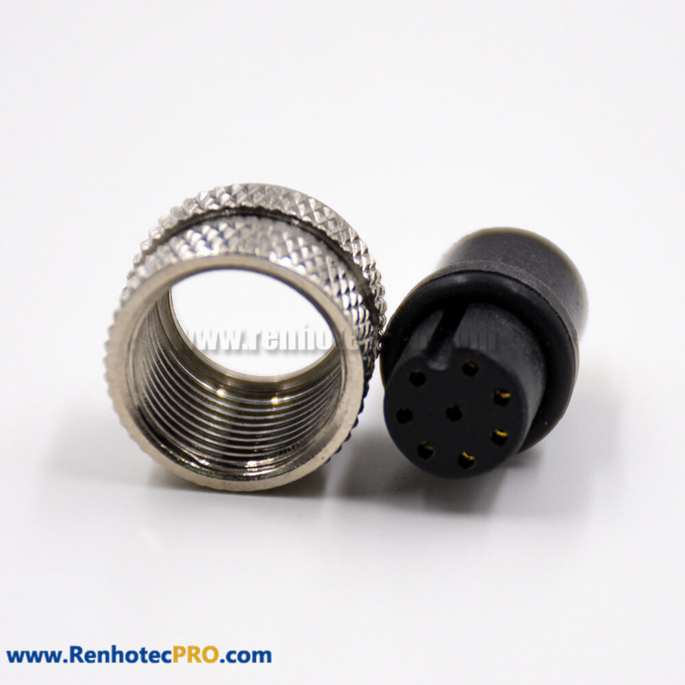 female connector m12 8 pin straight a coded